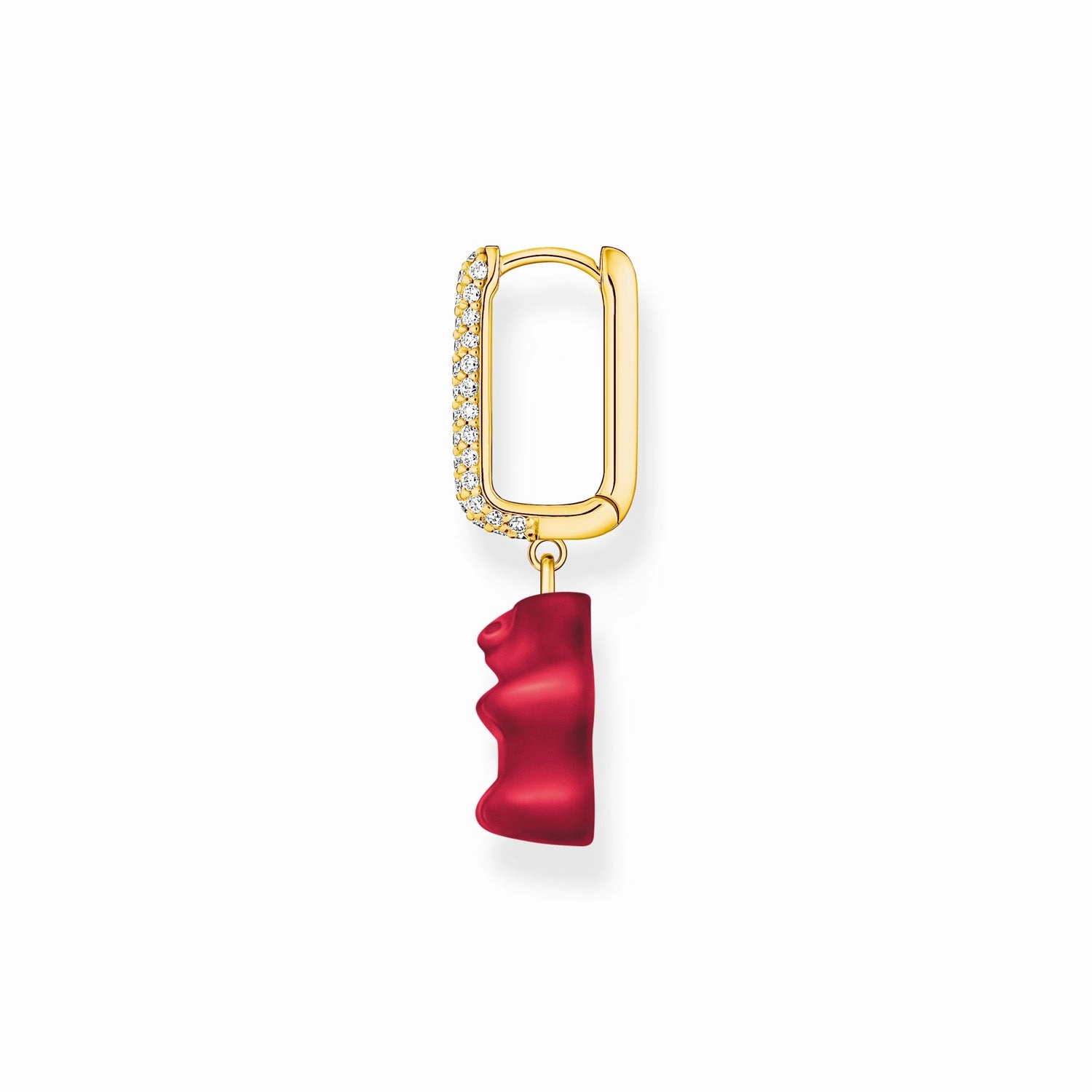 Thomas Sabo Gold Plated Sterling Silver Haribo Cubic Zirconia Red Bear Hoop Single Earring Only