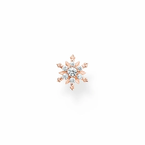 Thomas Sabo Rose Gold Plated Sterling Silver Snowflake White Stones Single Stud Earring