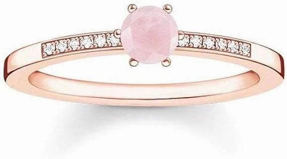 Thomas Sabo Rose Gold Ring With Diamond And Rose Quartz