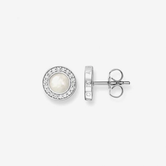 Thomas Sabo Silver Round Mother Of Pearl Pave Stud Earrings