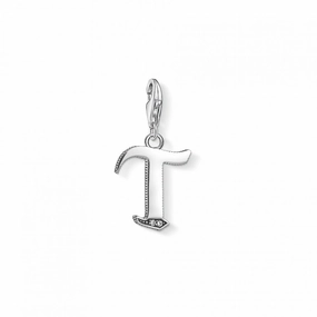 Thomas Sabo Silver Zirconia T Letter Pendant Charm