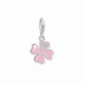 Thomas Sabo Sterling Silver Charmista Pink Clover Leaf CZ Charm