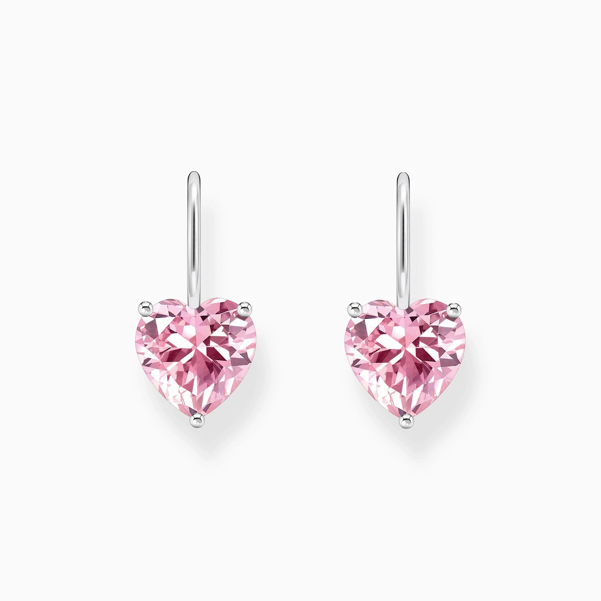 Thomas Sabo Sterling Silver Heart Pink Zirconia Earrings