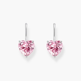 Thomas Sabo Sterling Silver Heart Pink Zirconia Earrings