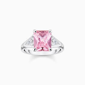 Thomas Sabo Sterling Silver Pink White Stones Ring