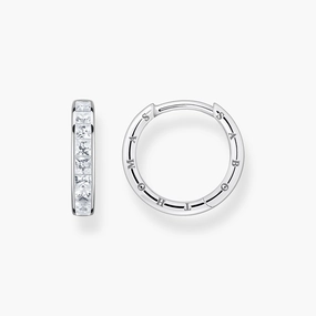 Thomas Sabo Sterling Silver White Stone Hoop Earrings