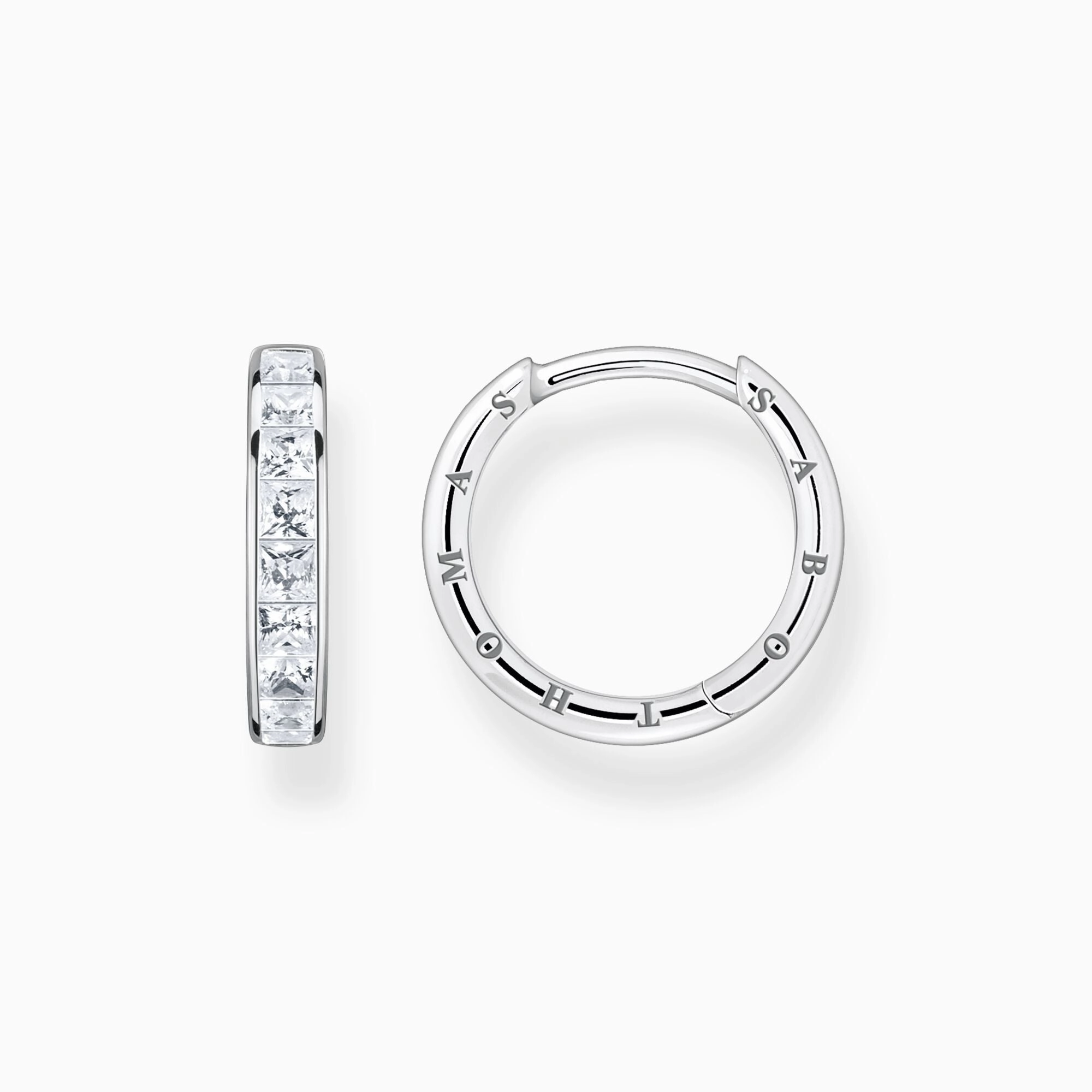 Thomas Sabo Sterling Silver White Stone Hoop Earrings