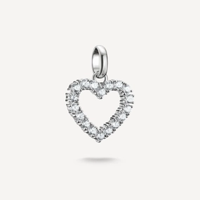 Thomas Sabo Sterling Silver White Zirconia Heart Connect Charm
