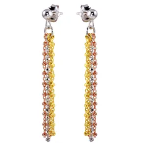 Three-Tone 925 Sterling Silver Tassel Earrings - ARE00012TRI