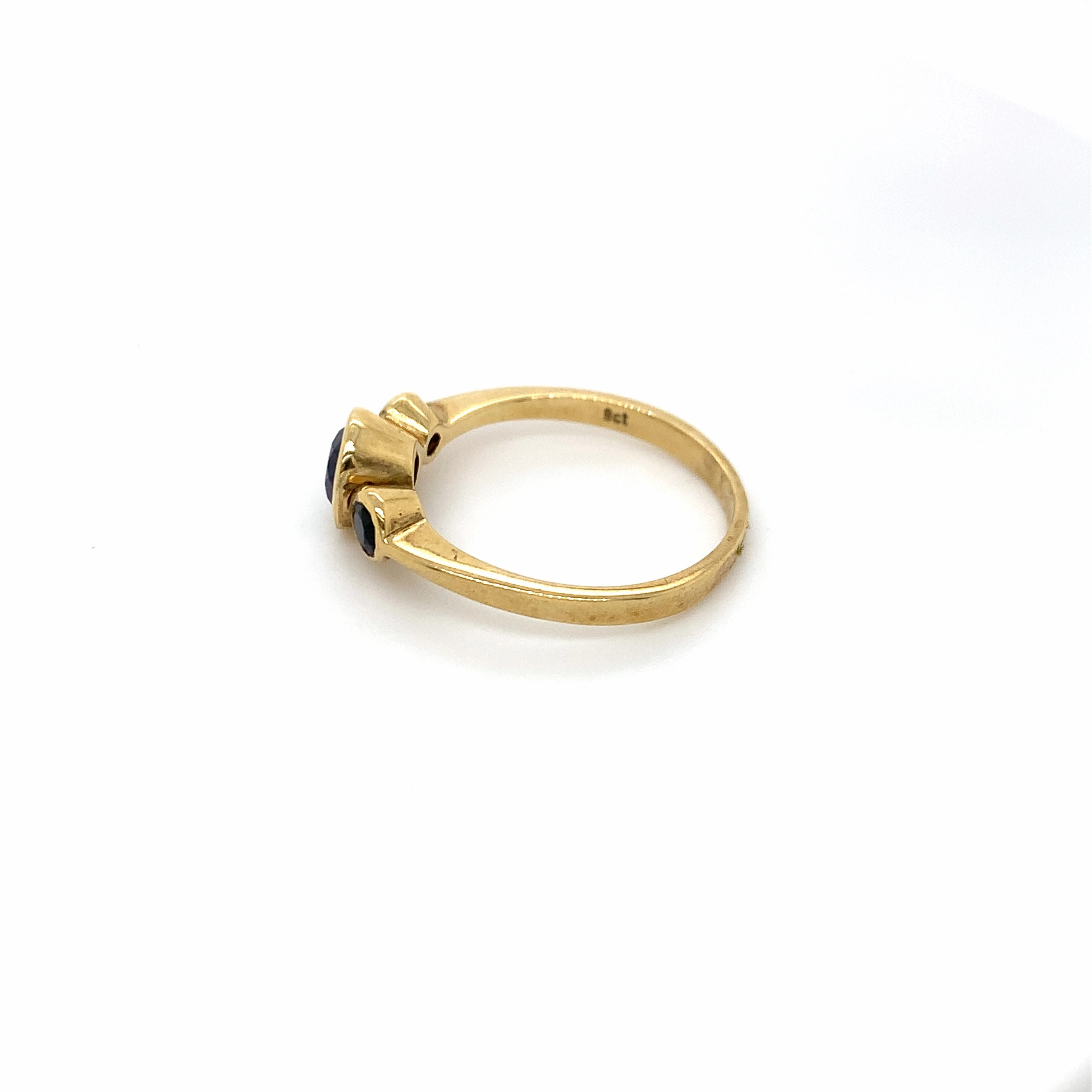 Three Sapphire Yellow Gold Ring
