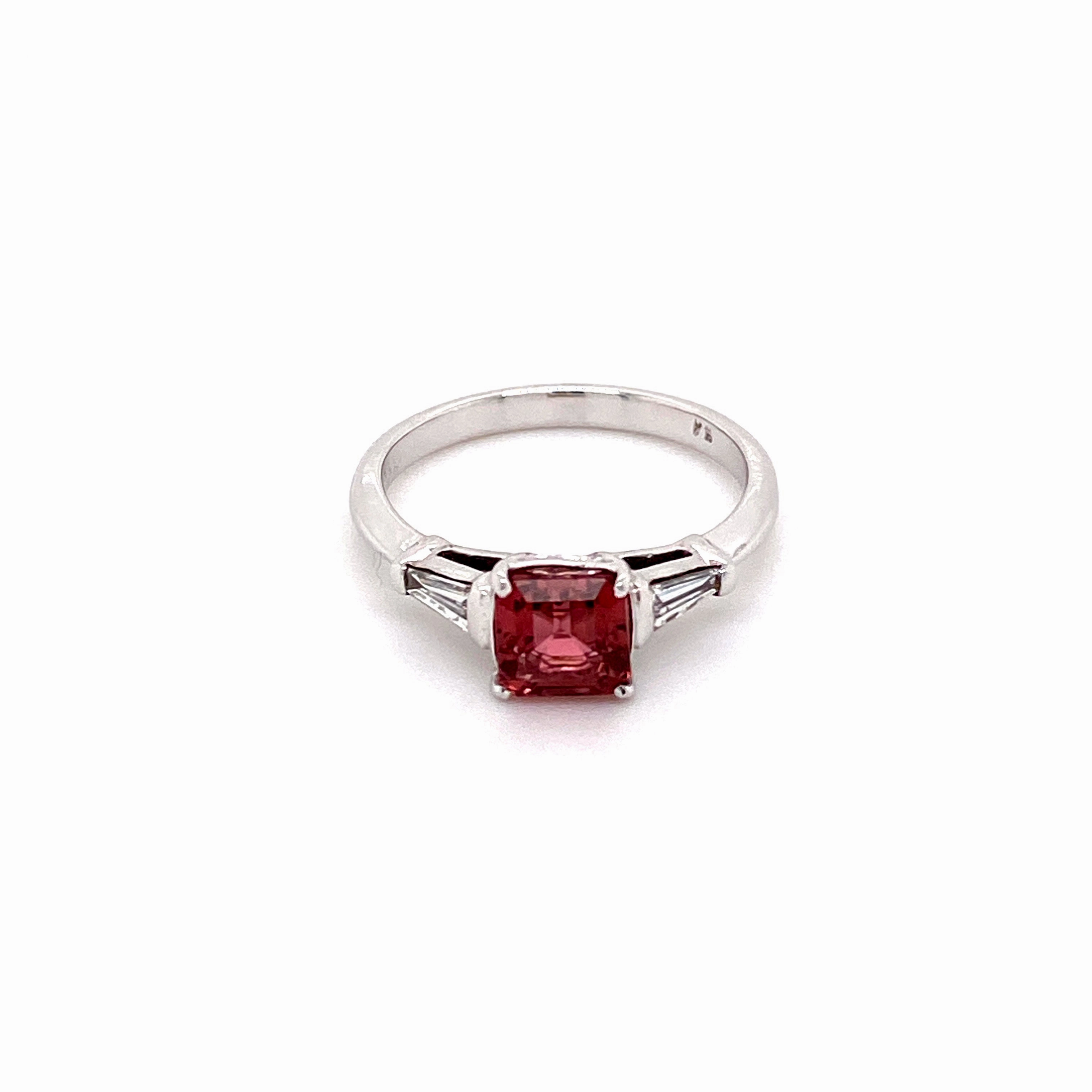 Tourmaline and Diamond Platinum Ring