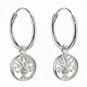 Tree of Life Assembled Hoop Earrings with Zirconia E6046C