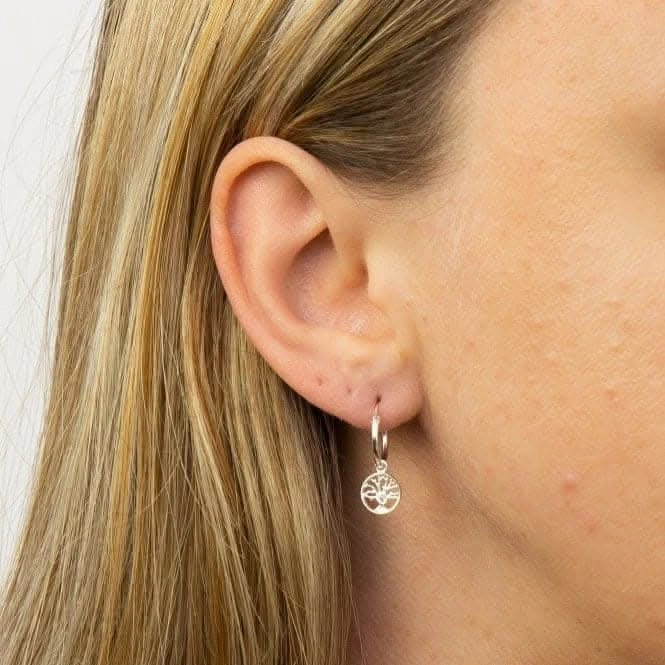 Tree of Life Assembled Hoop Earrings with Zirconia E6046C