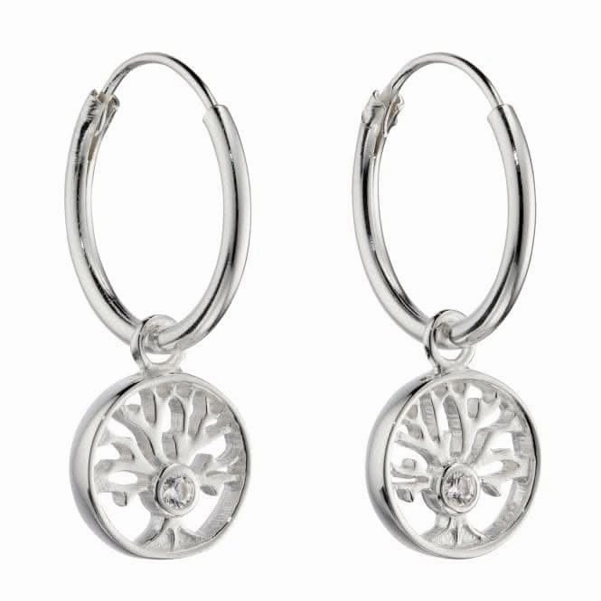 Tree of Life Assembled Hoop Earrings with Zirconia E6046C