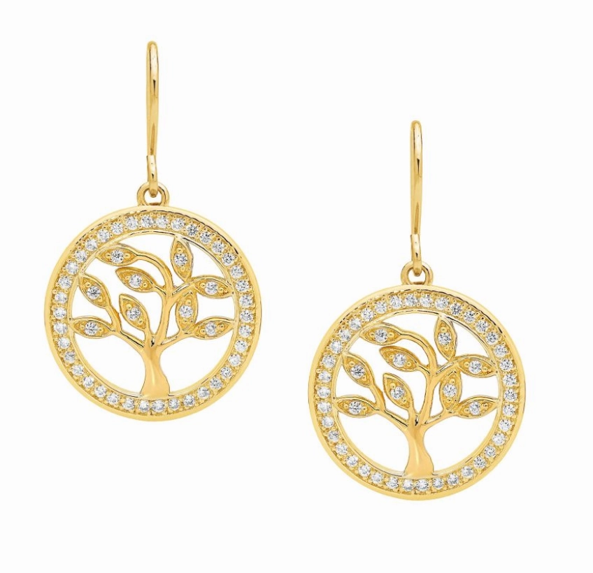 Tree of Life Earrings w/ CZ