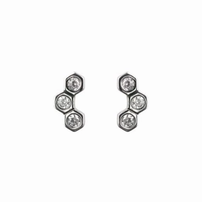Triple Hexagon Zirconia Stud Earrings 36819CZ