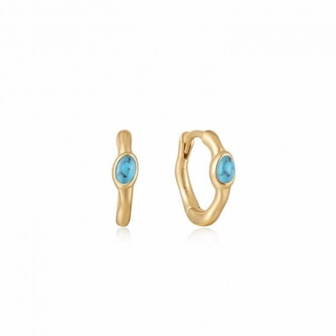 Turquoise Wave Huggie Hoop Earrings E044-02G