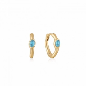 Turquoise Wave Huggie Hoop Earrings E044-02G