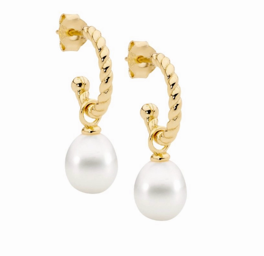 Twist freshwater pearl hoop earrings - 3 colours