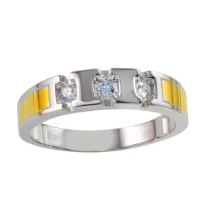 Two-Tone 925 Sterling Silver Ring with CZ - GMR00263RG