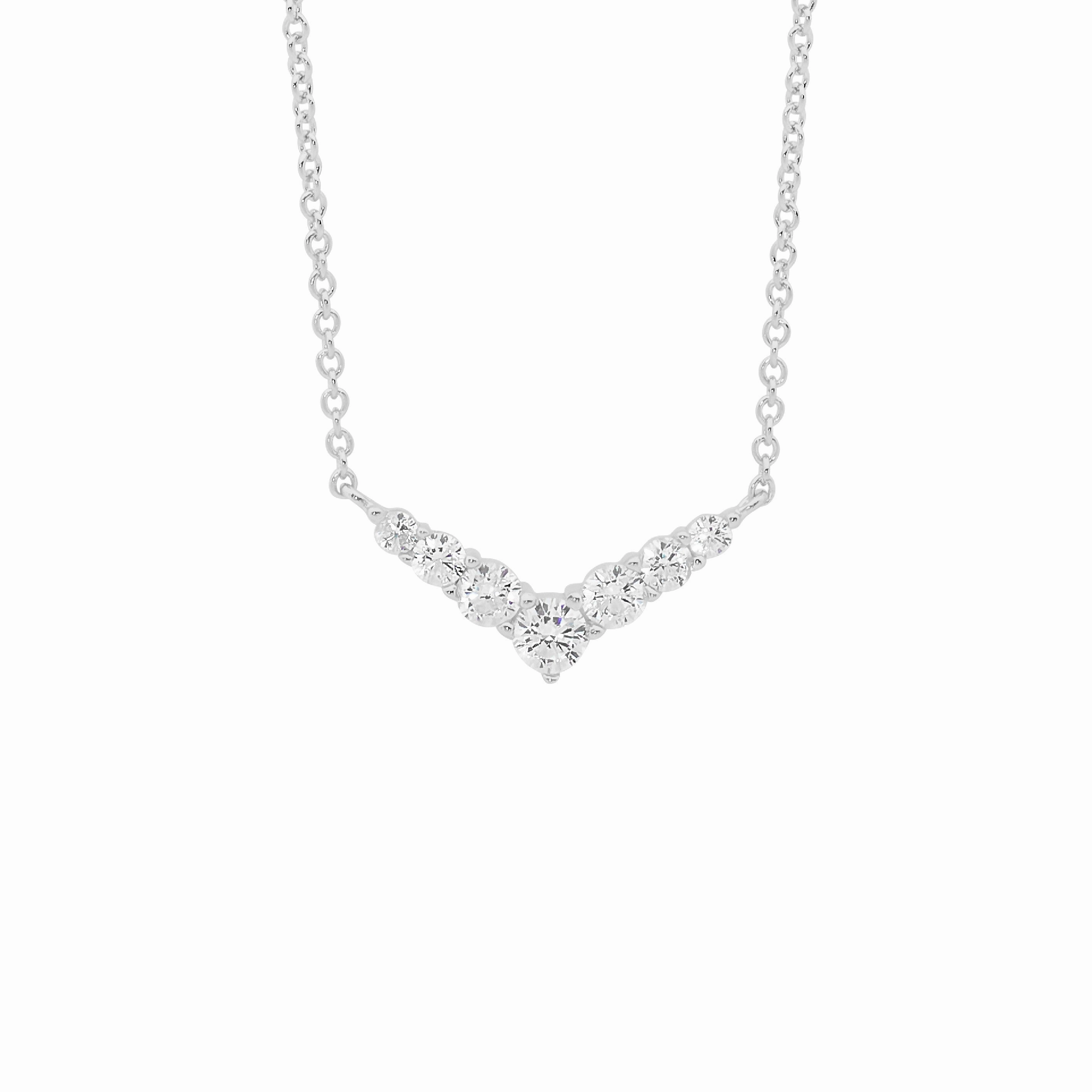 V Pendant with CZ - 3 Colours