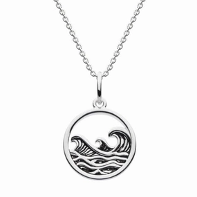 Wave Circle Black Enamel Pendant 93390HP