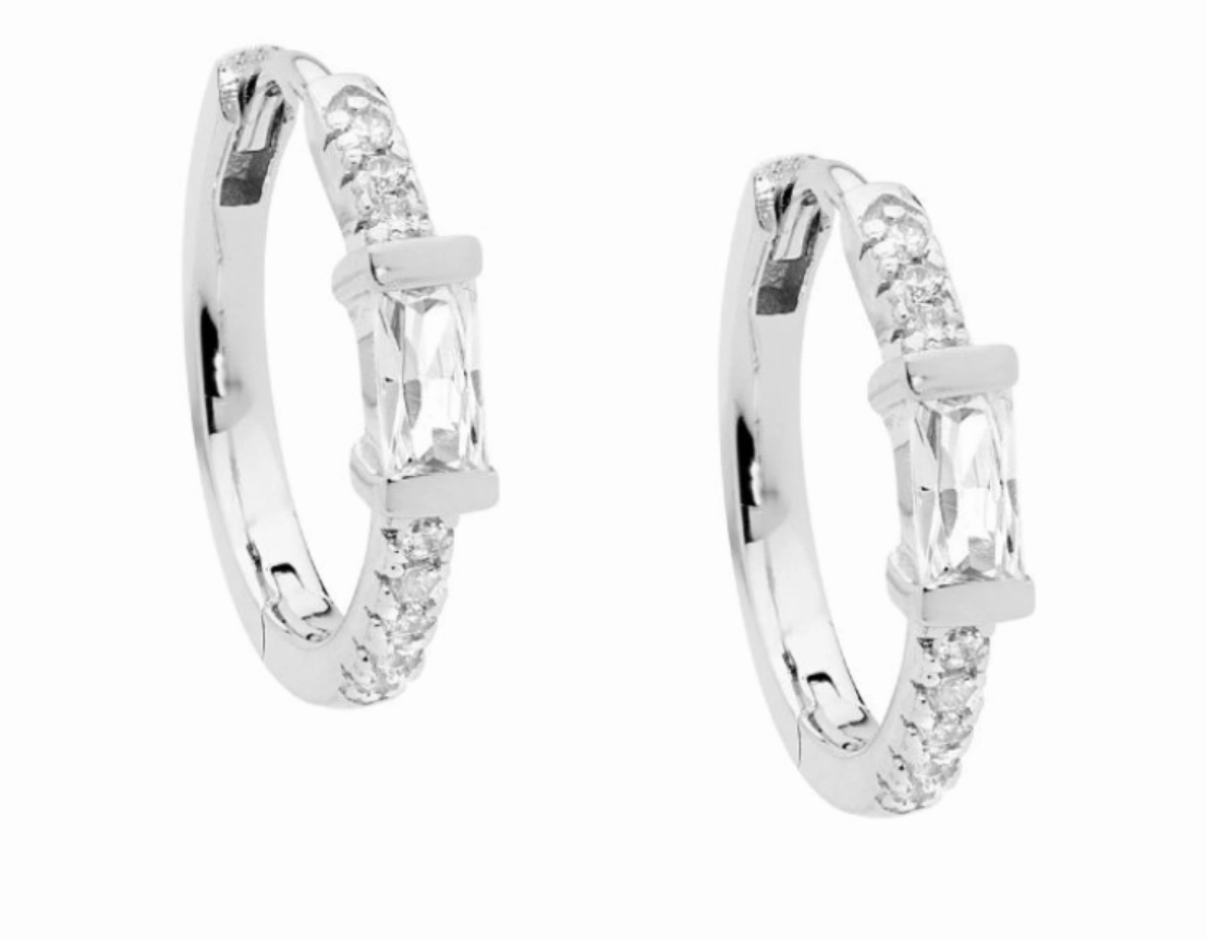 WH CZ Baguette Hoop Earring