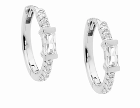 WH CZ Baguette Hoop Earring