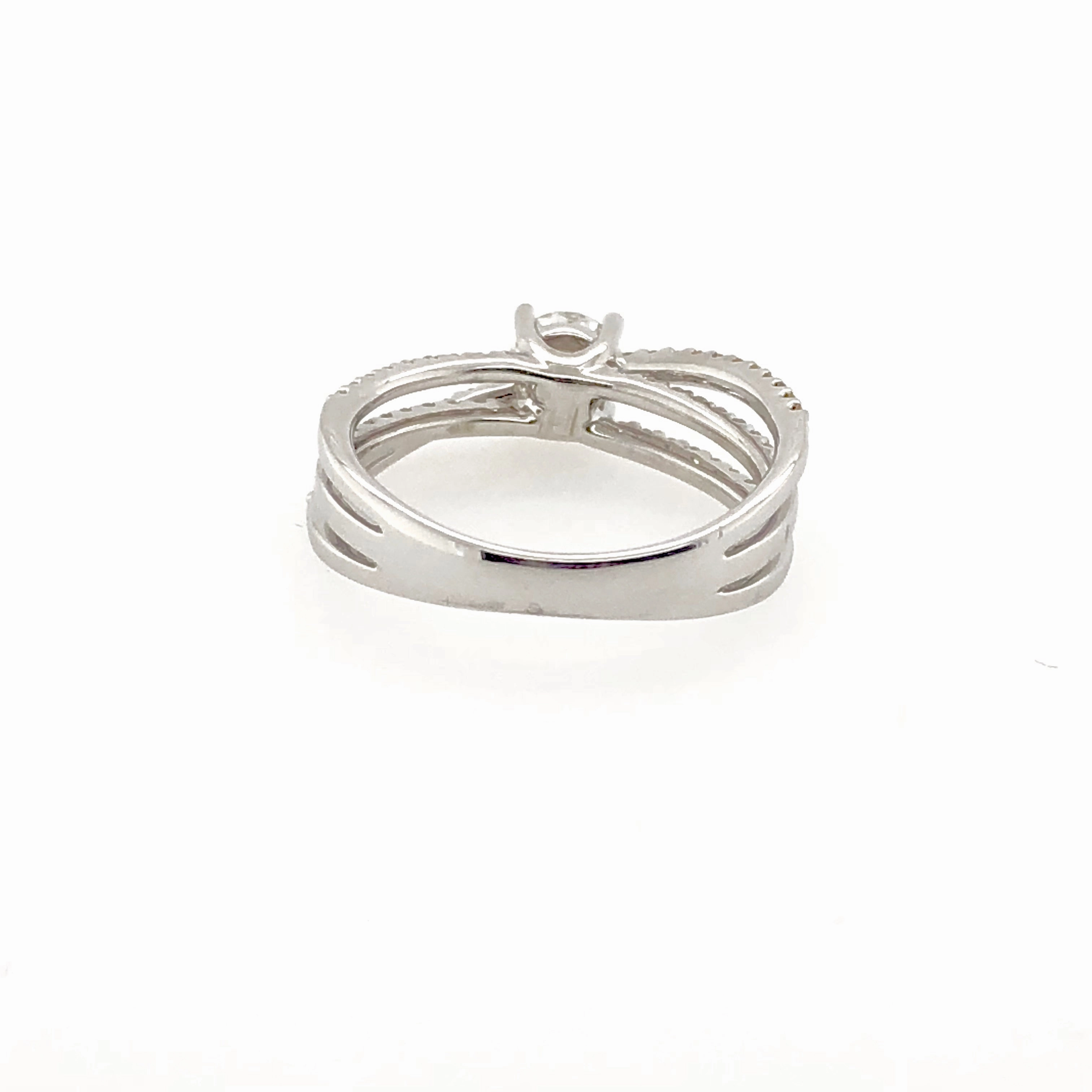 White and Yellow Diamond Cross-over Ring