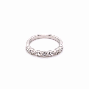 White Gold Teardrop and Round Diamond Band