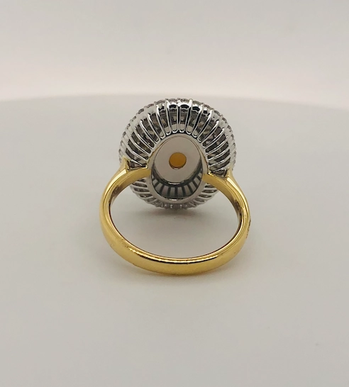 White Opal Halo Yellow Gold Ring