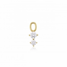 White Zirconia Circolo Due Earring Charm SJ-CH2372-CZ-YG
