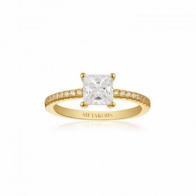 White Zirconia Ellera Quadrato Ring SJ-R42280-CZ-YG