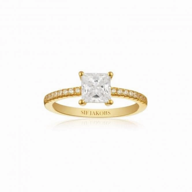 White Zirconia Ellera Quadrato Ring SJ-R42280-CZ-YG