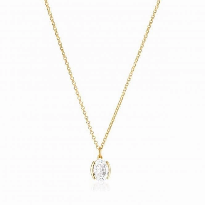 White Zirconia Ellisse Carezza Necklace SJ-N2353-CZ-YG