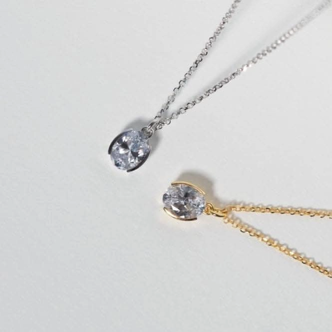 White Zirconia Ellisse Carezza Necklace SJ-N2353-CZ-YG