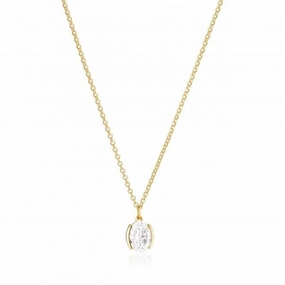 White Zirconia Ellisse Carezza Necklace SJ-N2353-CZ-YG
