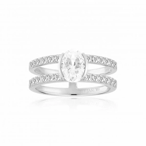 White Zirconia Ellisse Carezza Piccolo Ring SJ-R2357-CZ