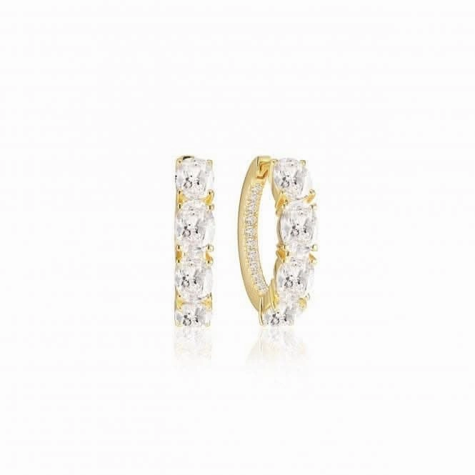 White Zirconia Ellisse Creolo Earrings SJ-E2315-CZ-YG