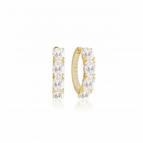 White Zirconia Ellisse Creolo Earrings SJ-E2315-CZ-YG