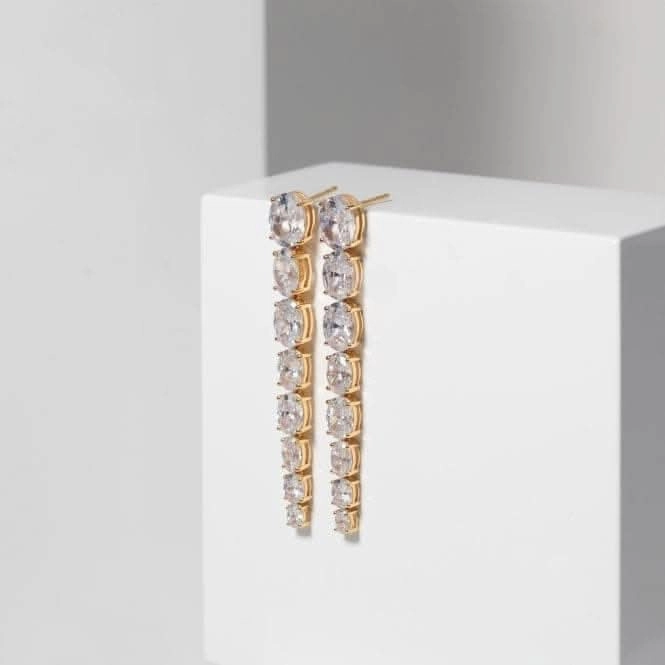 White Zirconia Ellisse Lungo Otto Earrings SJ-E2324-CZ-YG