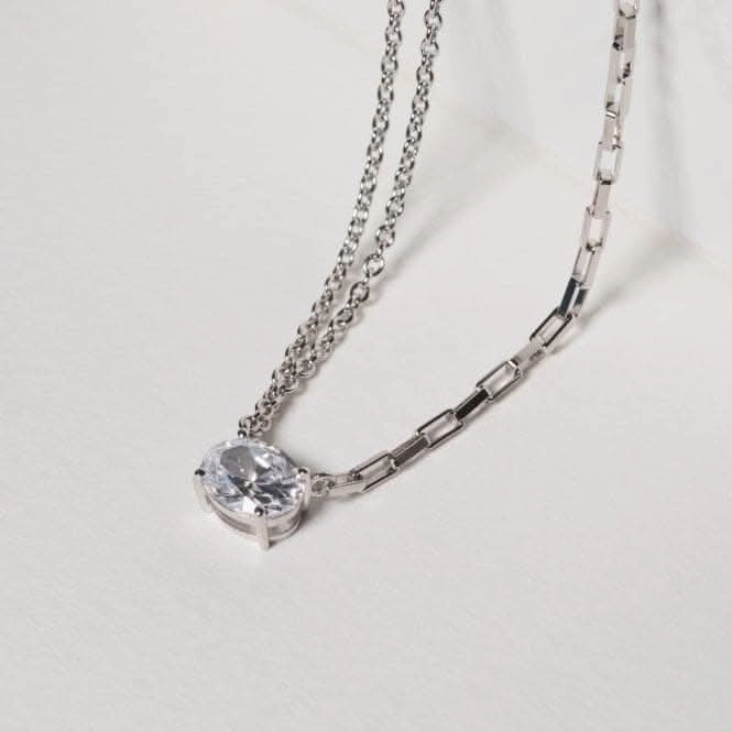 White Zirconia Ellisse Uno Necklace SJ-N2331-CZ