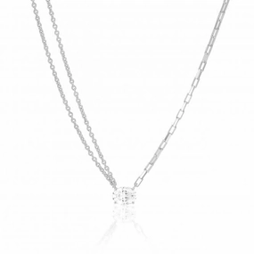 White Zirconia Ellisse Uno Necklace SJ-N2331-CZ