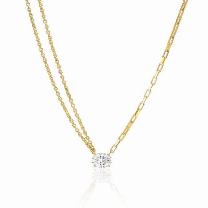 White Zirconia Ellisse Uno Necklace SJ-N2331-CZ-YG