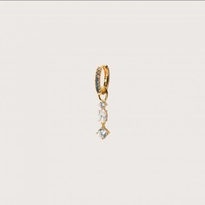 White Zirconia Pendolo Tre Earring Charm SJ-CH2374-CZ-YG