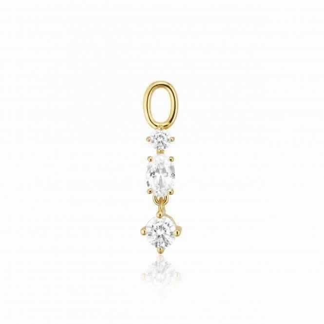 White Zirconia Pendolo Tre Earring Charm SJ-CH2374-CZ-YG