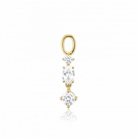 White Zirconia Pendolo Tre Earring Charm SJ-CH2374-CZ-YG