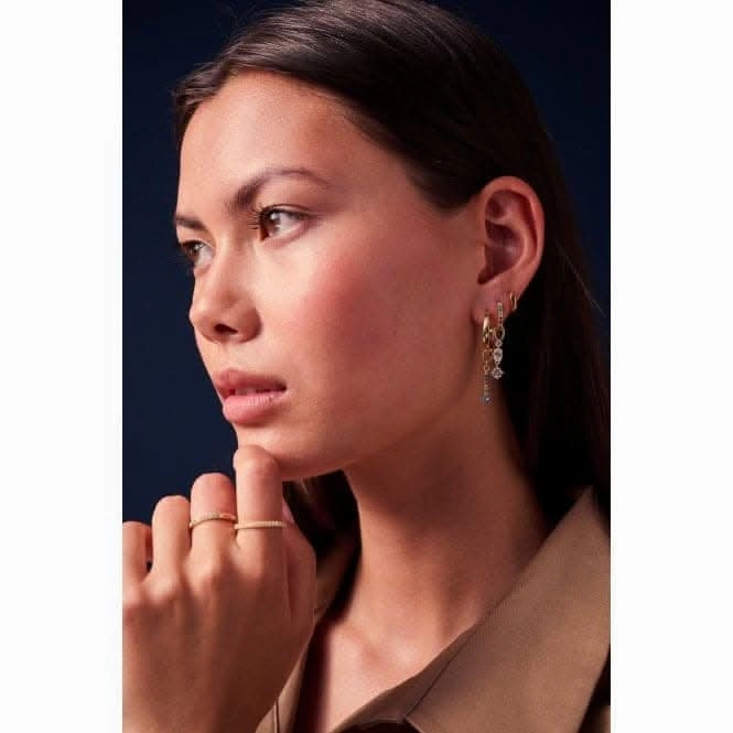 White Zirconia Pendolo Tre Earring Charm SJ-CH2374-CZ-YG