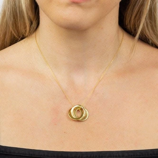 Yellow Gold Plated Triple Interlinked Circles Necklace N4455
