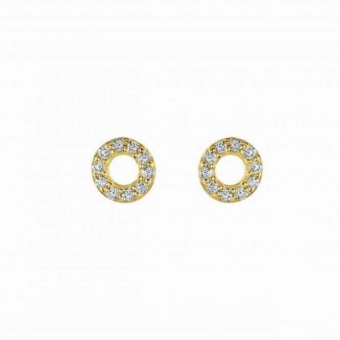 Zirconia Mini Open Circle Gold Plated Stud Earrings 3547GCZ